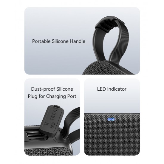 USAMS φορητό ηχείο YX015, 5W, Bluetooth, 1200mAh, μαύρο