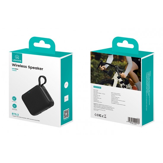 USAMS φορητό ηχείο YX015, 5W, Bluetooth, 1200mAh, μαύρο