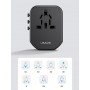 USAMS φορτιστής/αντάπτορας πρίζας US-CC179, USB-C & 2x USB, universal, 20W, μαύρος