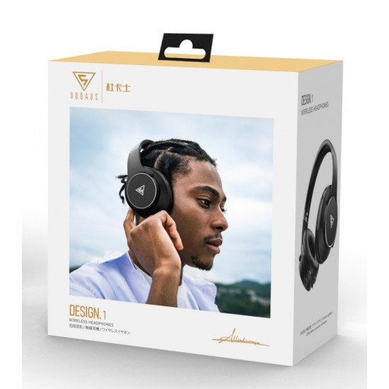 DOQAUS headphones DESIGN 1, ασύρματα & ενσύρματα, Φ40mm, 600mAh, μαύρα