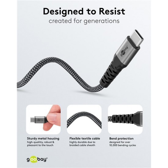 GOOBAY καλώδιο USB-C σε 2x USB-C 75739, 60W, 480Mbps, 1.5m, γκρι