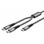 GOOBAY καλώδιο USB-C σε 2x USB-C 75739, 60W, 480Mbps, 1.5m, γκρι