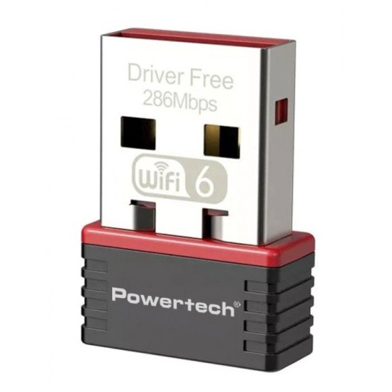 POWERTECH ασύρματος USB αντάπτορας δικτύου PT-1383, 300Mbps WiFi 6