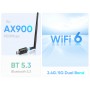 POWERTECH ασύρματος USB αντάπτορας δικτύου & Bluetooth 5.3 PT-1386, 900Mbps WiFi 6