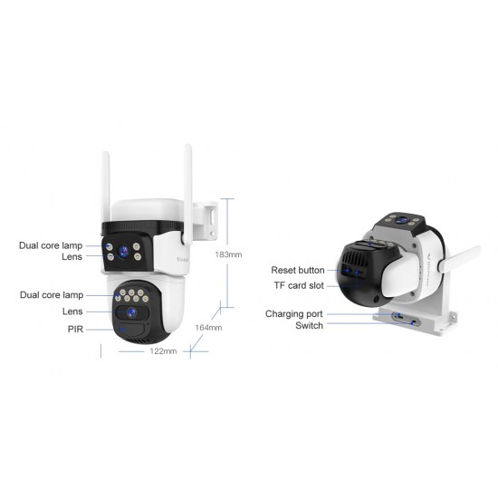 VSTARCAM smart ηλιακή κάμερα CB621DR, dual lens, 3MP, WiFi, SD, PTZ, IP66