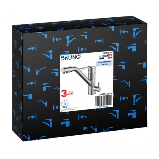 BRUNO μπαταρία πάγκου κουζίνας M54954-355N, τρίοδη, αναμεικτική, ασημί