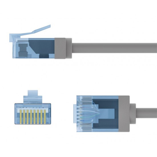 GOOBAY καλώδιο δικτύου 74226, CAT 6A U/UTP, ultra slim, copper, 500MHz, 7.5m, γκρι