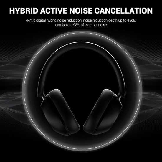ONEODIO headphones Focus A5, ενσύρματα & ασύρματα, Hybrid ANC, 40mm, 600mAh, μαύρο