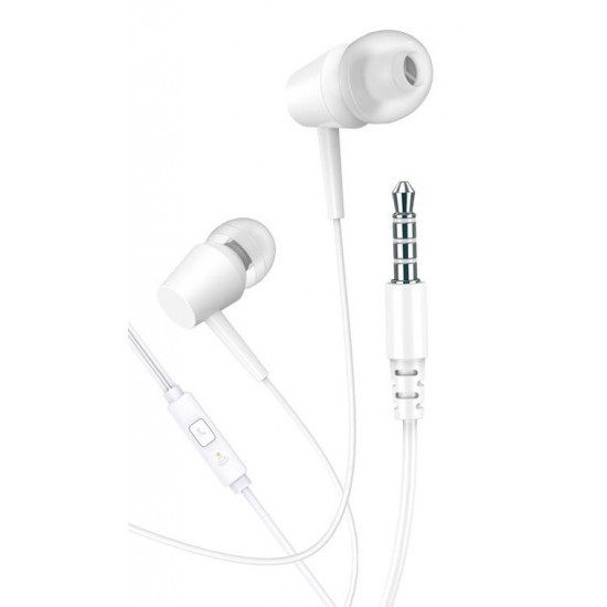 KAKUSIGA earphones με μικρόφωνο KSC-1303, 3.5mm σύνδεση, 10mm, 1.1m, λευκά