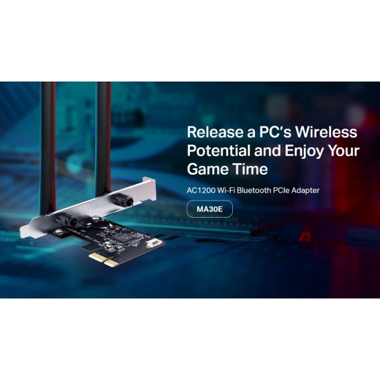 MERCUSYS κάρτα δικτύου WiFi & Bluetooth MA30E, AC1200, PCIe, Ver 1.0