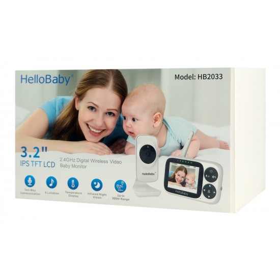 HELLOBABY ενδοεπικοινωνία μωρού HB2033 με κάμερα & οθόνη 3.2", 720p