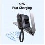 USAMS power bank CD243 με καλώδιο USB-C, 2x θύρες εξόδου, 20000mAh, 65W, γκρι