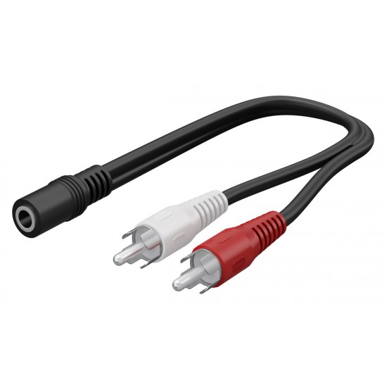 GOOBAY καλώδιο 3.5mm θηλυκό σε 2x αρσενικό RCA 50092, 0.2m, μαύρο