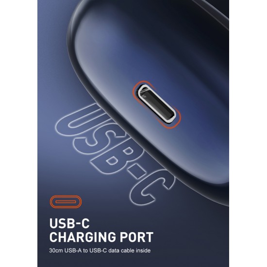 LDNIO earphones με θήκη φόρτισης T09, OWS, Φ10mm, 35/400mAh, μπλε