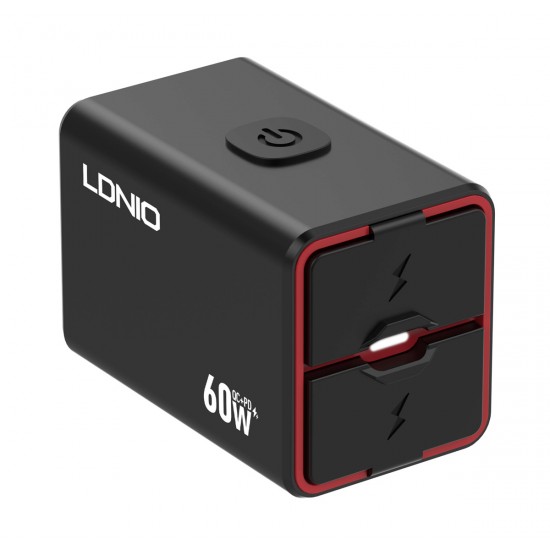 LDNIO φορτιστής μοτοσυκλέτας C108 με καλώδιο, USB/USB-C, 60W, μαύρος