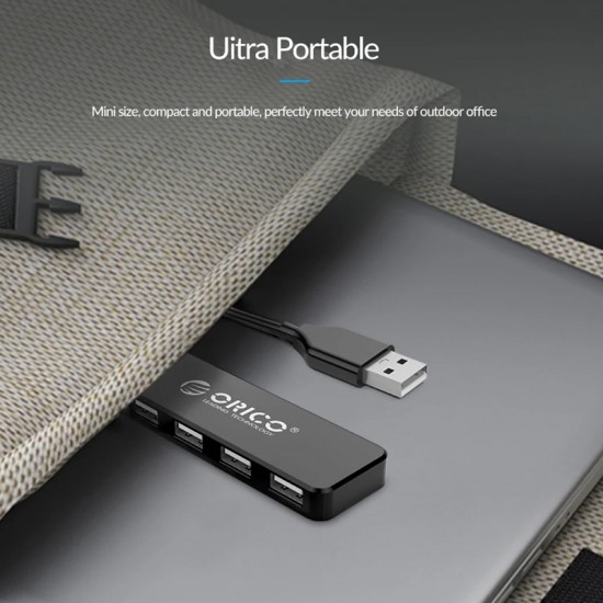 ORICO USB hub FL01, 4x θυρών, USB 2.0, 480Mbps, USB σύνδεση, μαύρο