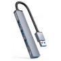 ORICO USB hub AH-A13, 4x θυρών, USB 3.0, 5Gbps, USB σύνδεση, γκρι