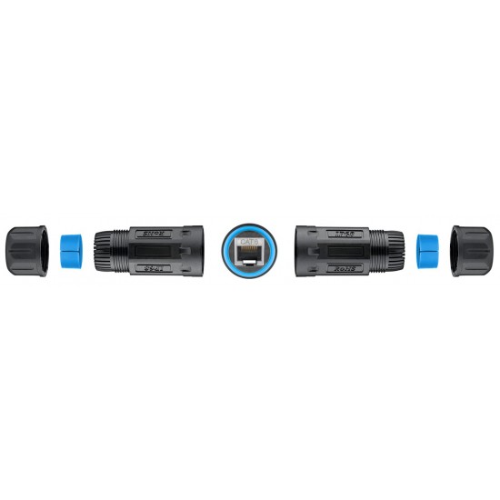POWERTECH αδιάβροχος σύνδεσμος RJ45 CAB-N427, CAT 6, IP68, μαύρος