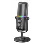 CMTECK επιτραπέζιο μικρόφωνο XM600, omnidirectional/καρδιοειδές, USB, RGB LED, μαύρο