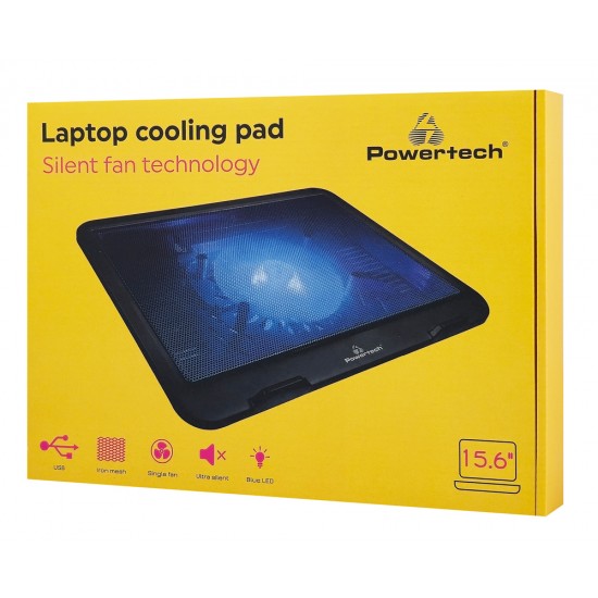 POWERTECH Βάση & ψύξη laptop PT-740 έως 15.6", 125mm fan, LED, μαύρο