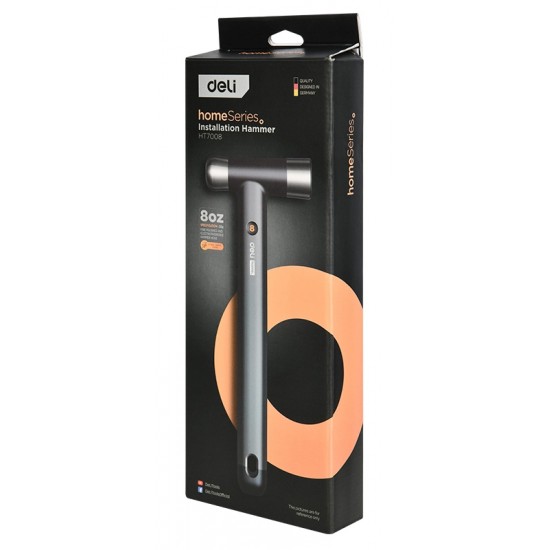 DELI σφυρί μπάλας HT7008 με αντιολισθητική λαβή, 250gr, 245mm, γκρι/μαύρο