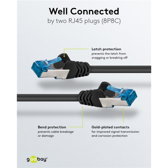 GOOBAY καλώδιο δικτύου 93820, CAT 6A S/FTP, 500MHz, Copper, 5m, μαύρο