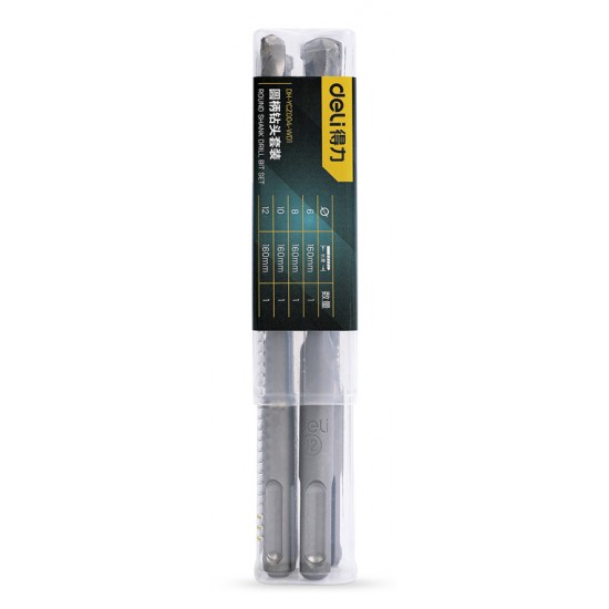 DELI σετ τρυπάνια DH-YCZ004-WD1 για τοίχο, 40Cr YG8, 6/8/10/12x160mm, SDS Plus, 4τμχ