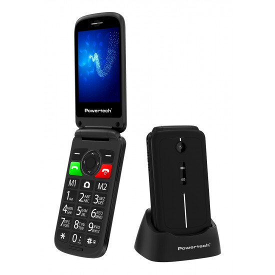 POWERTECH κινητό τηλέφωνο Sentry 2.8, 2.8", dual SIM, πλήκτρο SOS, μαύρο