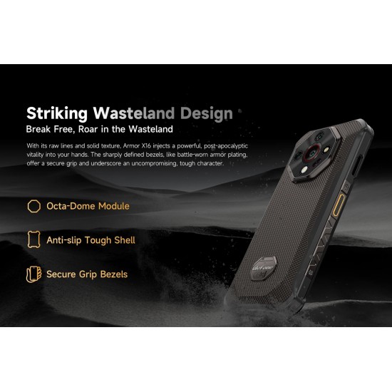 ULEFONE smartphone Armor X16, 6.56", 6/128GB, 10360mAh, IP68/IP69K/MIL-STD-810H, μαύρο