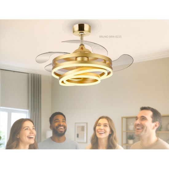 BRUNO ανεμιστήρας οροφής με LED φως BRN-0225, AC 122W, 42", Φ107x58εκ., χρυσός