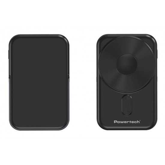 POWERTECH power bank με οθόνη PT-1416, 10000mah, magnetic wireless, 22.5W, μαύρο