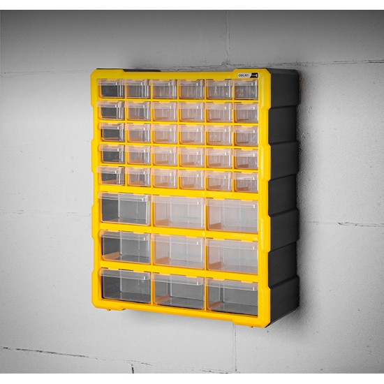DELI ταμπακιέρα DL432039, 39 θέσεων, 38x16x47.5cm, πλαστική, κίτρινη/μαύρη