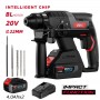 DELI κρουστικό σκαπτικό μπαταρίας DE-DC20-2D4, Brushless, 20V, 2x 4Ah, 2J