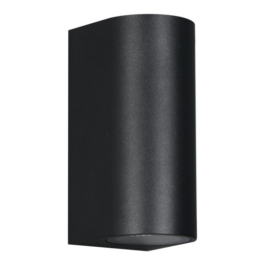 POWERTECH φωτιστικό τοίχου HLL-0188 για 2x GU10 λάμπες, μεταλλικό, IP65, μαύρο