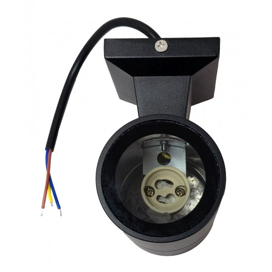 POWERTECH φωτιστικό τοίχου HLL-0189 για GU10 λάμπα, μεταλλικό, IP65, μαύρο