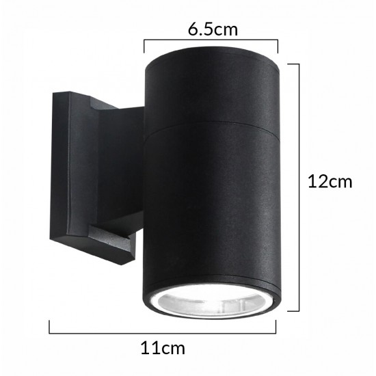 POWERTECH φωτιστικό τοίχου HLL-0189 για GU10 λάμπα, μεταλλικό, IP65, μαύρο