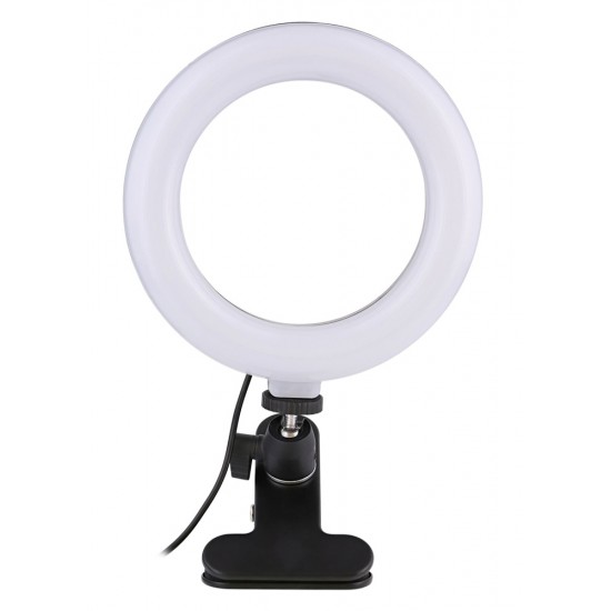 CABLETIME φωτιστικό δαχτυλίδι LED CT-LRL6-PB με μίνι τρίποδα & σφιγκτήρα, βάση smartphone, Φ16cm