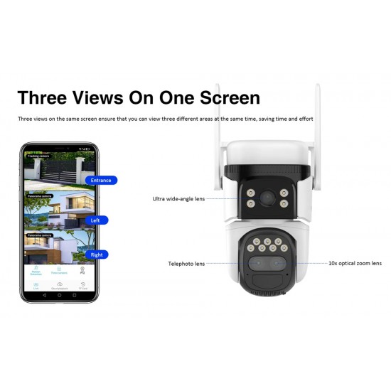 VSTARCAM smart ηλιακή κάμερα BG621TR, triple lens, 3MP, 4G, SD, PTZ, IP66