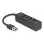 DELOCK USB hub 64350, 4x θυρών, USB 3.0, 5Gbps, USB σύνδεση, μαύρος