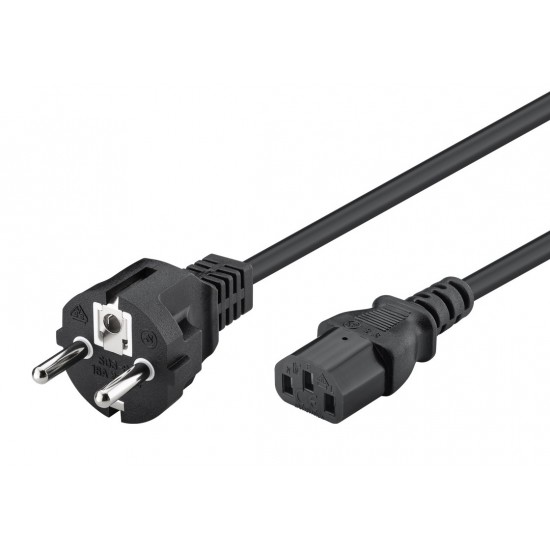 POWERTECH καλώδιο τροφοδοσίας Η/Υ & οθόνης P002, 3x0.75mm², copper, 1.5m, μαύρο