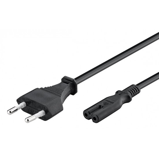 POWERTECH καλώδιο τροφοδοσίας CAB-P040, copper, 2x 0.75mm, 1.5m, μαύρο