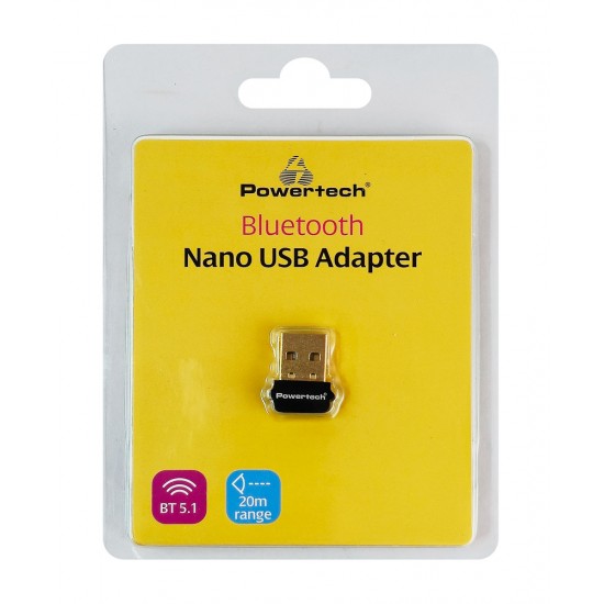 POWERTECH USB Bluetooth 5.1 αντάπτορας PT-1452 με εμβέλεια έως 20m