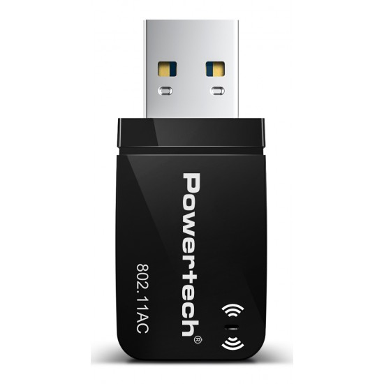 POWERTECH ασύρματος USB αντάπτορας δικτύου PT-1450, 1300Mbps dual band WiFi