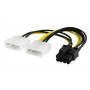 POWERTECH καλώδιο PCIe 8pin σε 2x molex 3pin CAB-W051, 0.15m