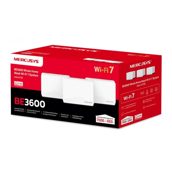 MERCUSYS Whole Home Mesh Wi-Fi 7 System Halo H27BE, 3.6Gbps Dual Band, 3τμχ, V.1.0