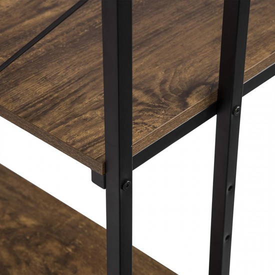 HOME USE γραφείο HUH-0249 με ραφιέρα, 120x60x122cm, καφέ/μαύρο