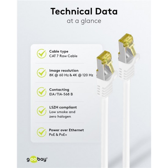 GOOBAY καλώδιο δικτύου 91094, CAT 7 S/FTP, copper, 500MHz, 3m, λευκό
