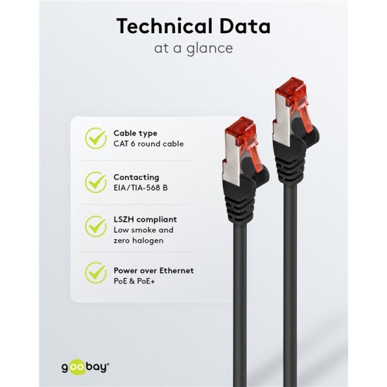 GOOBAY καλώδιο δικτύου 68695, CAT 6 S/FTP, copper, 250MHz, 15m, μαύρο