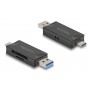 DELOCK card reader 91020 για SD & micro SD, USB/USB-C σύνδεση, 5Gbps, μαύρο