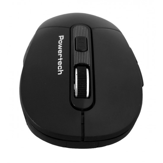 POWERTECH ασύρματο ποντίκι PT-1466, USB δέκτης, έως 1600DPI, μαύρο